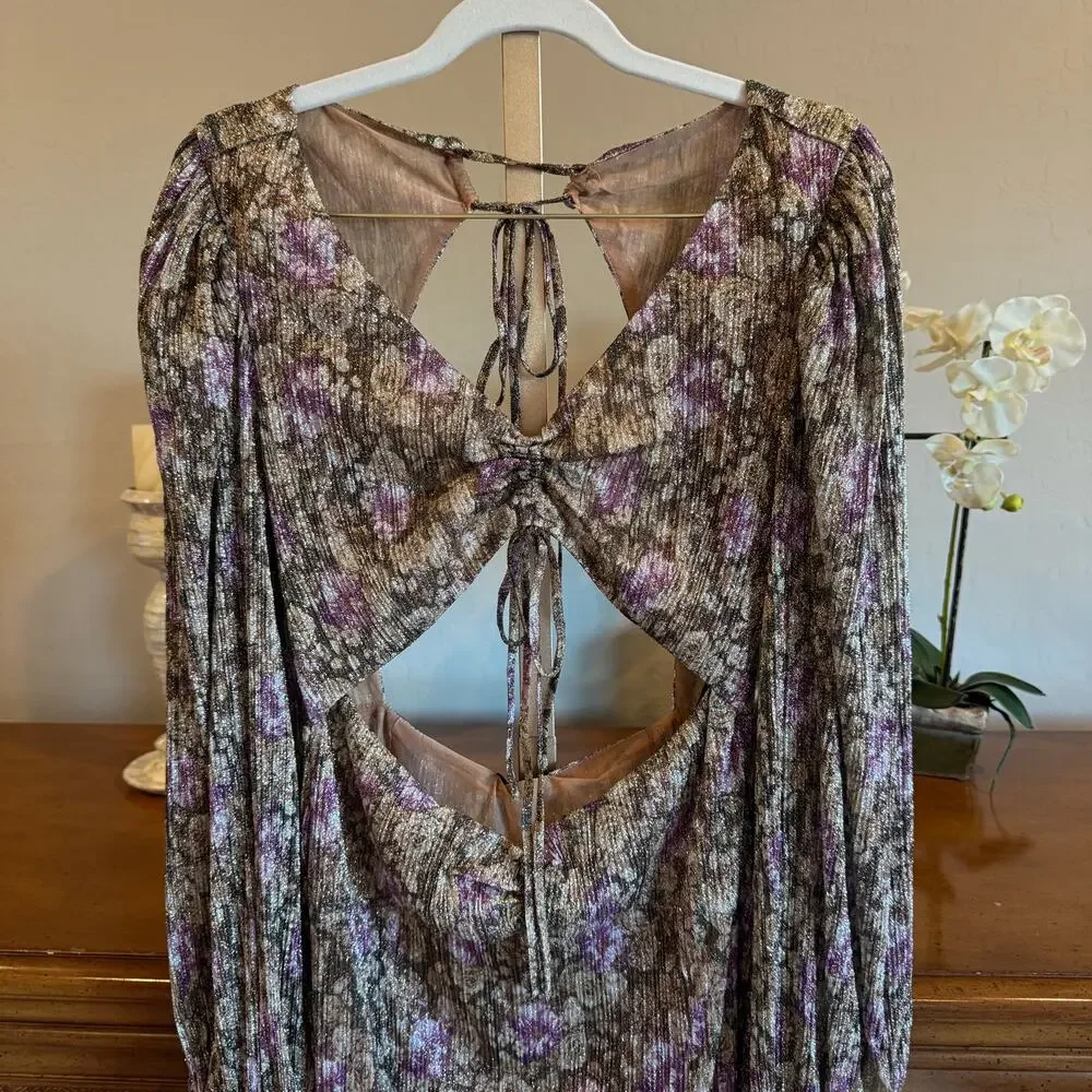 For Love & Lemons Wynne Maxi Dress Purple NWT M $299 Retail - Picture 7 of 10